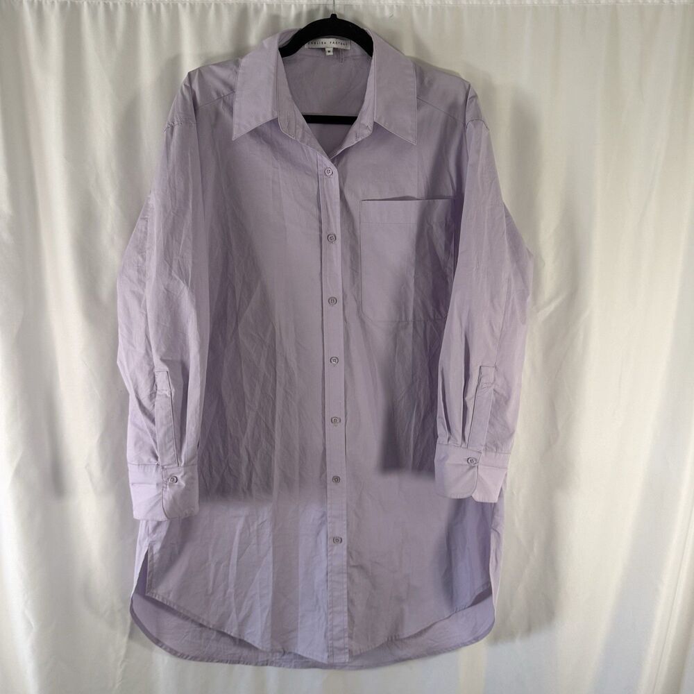 English Factory Tunic dress women’s Medium Purple Button Up Long Sleeve